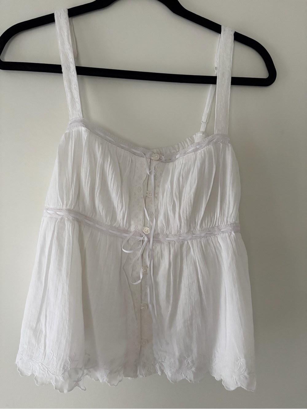Aeropostale White Spaghetti Strap Button-Front Camisole